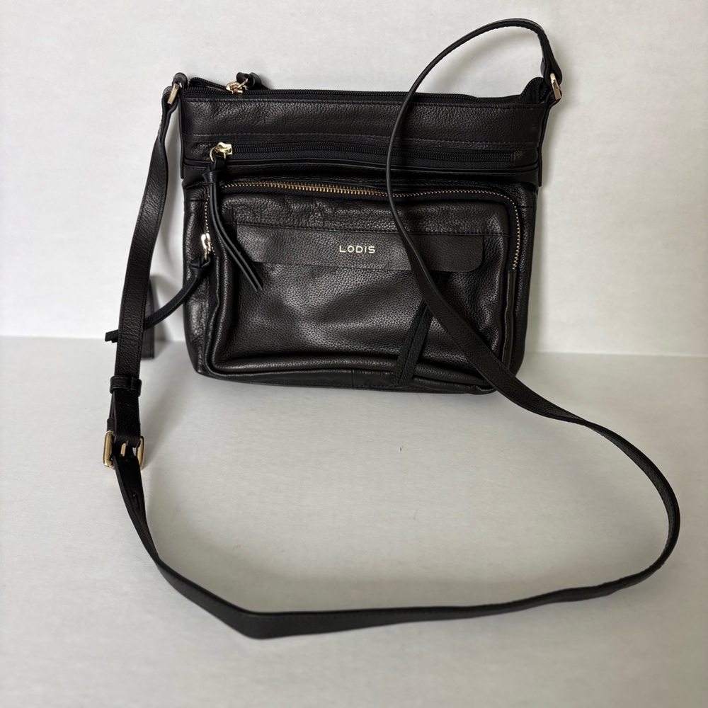 NWOT LODIS Black Leather Crossbody Bag